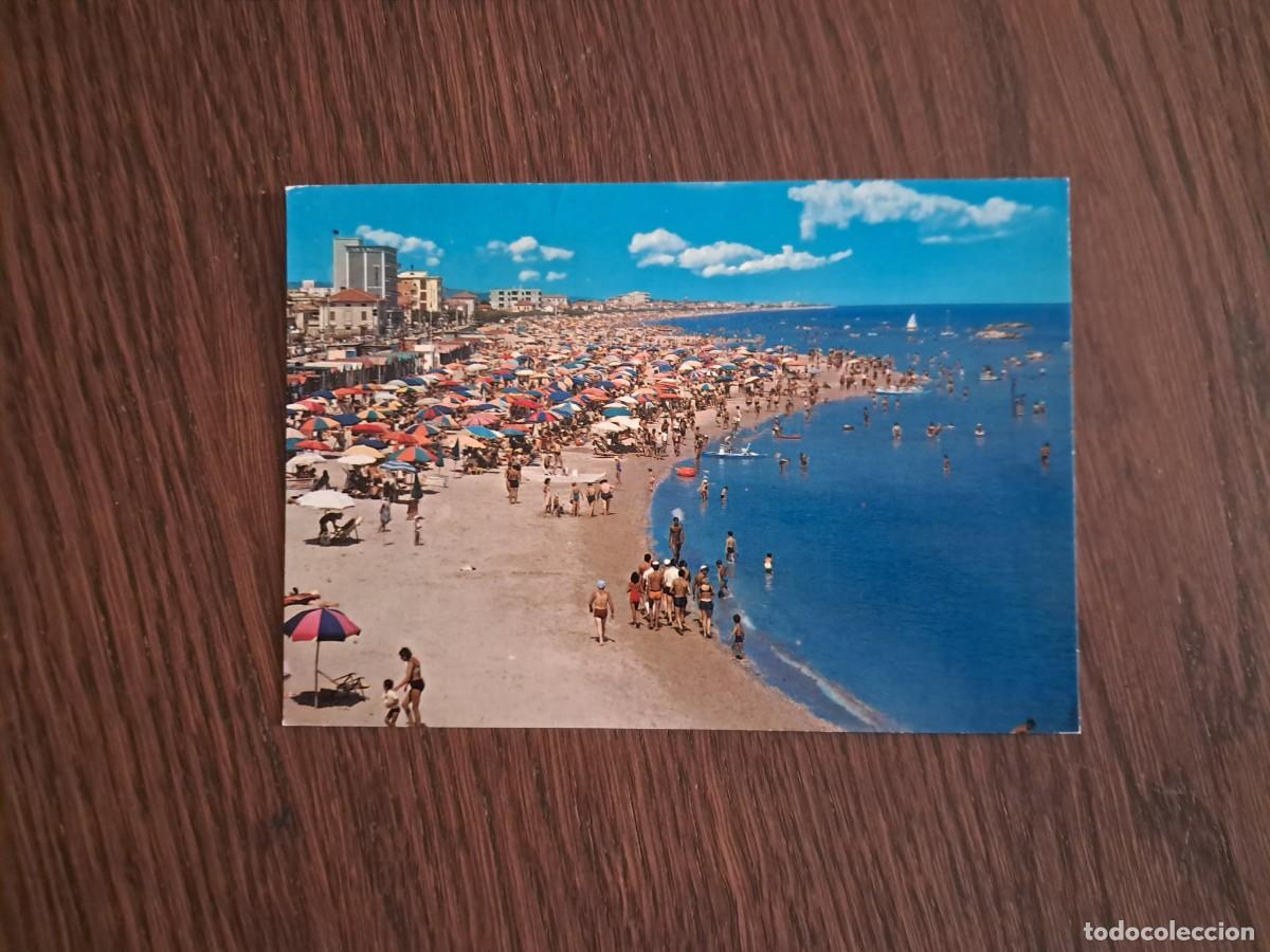 Postales: postal de Italia, playa de Senigallia, Italia, a&ntilde;os 70.