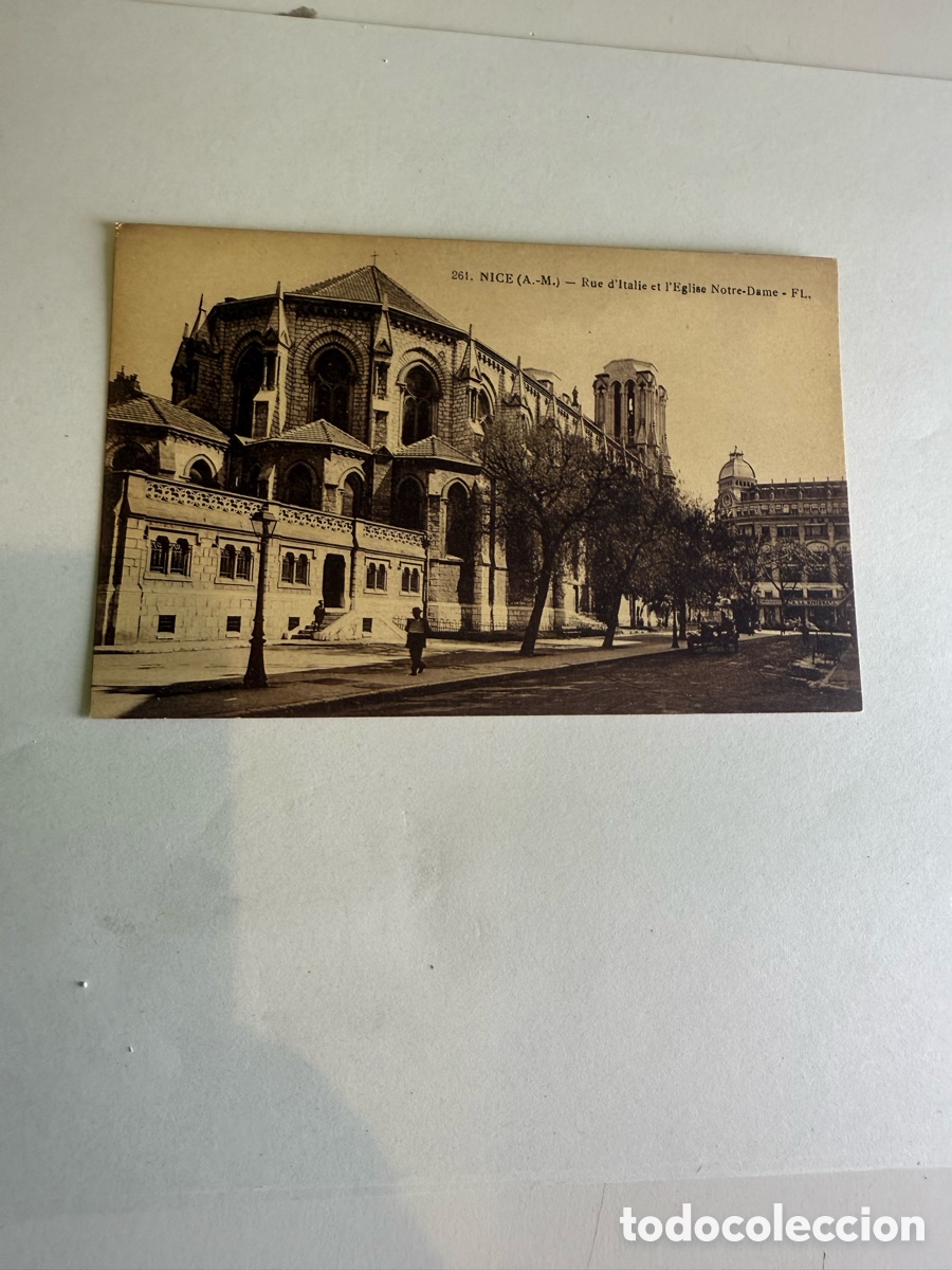 Postales: Postal Niza (Nice) &ndash; Rue d&rsquo;Italie e Iglesia Notre-Dame &ndash; Blanco y negro a&ntilde;os 30