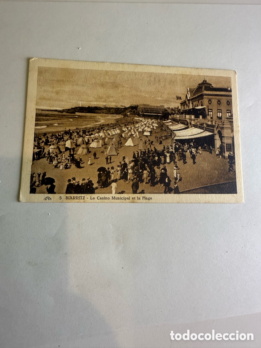 Postales: Postal Biarritz &ndash; Casino Municipal y Playa &ndash; Blanco y negro &ndash; Original de la &eacute;poca &ndash; A&ntilde;os 1920-1930