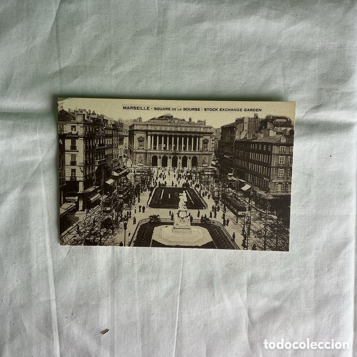 Postales: Postal Marsella Square de la Bourse Blanco y negro Original de la &eacute;poca