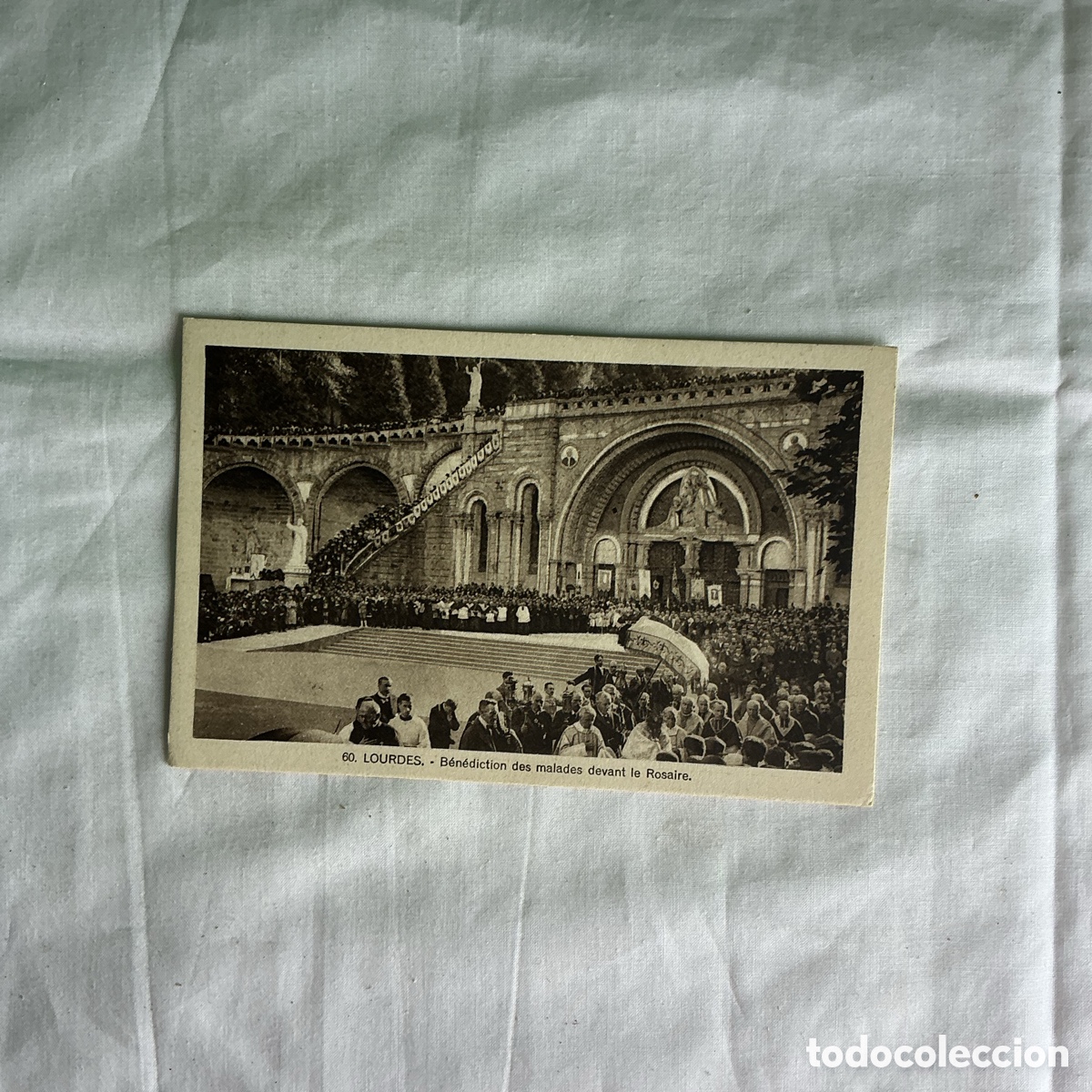 Postales: Postal Lourdes Bendici&oacute;n de los enfermos Blanco y negro Original de la &eacute;poca