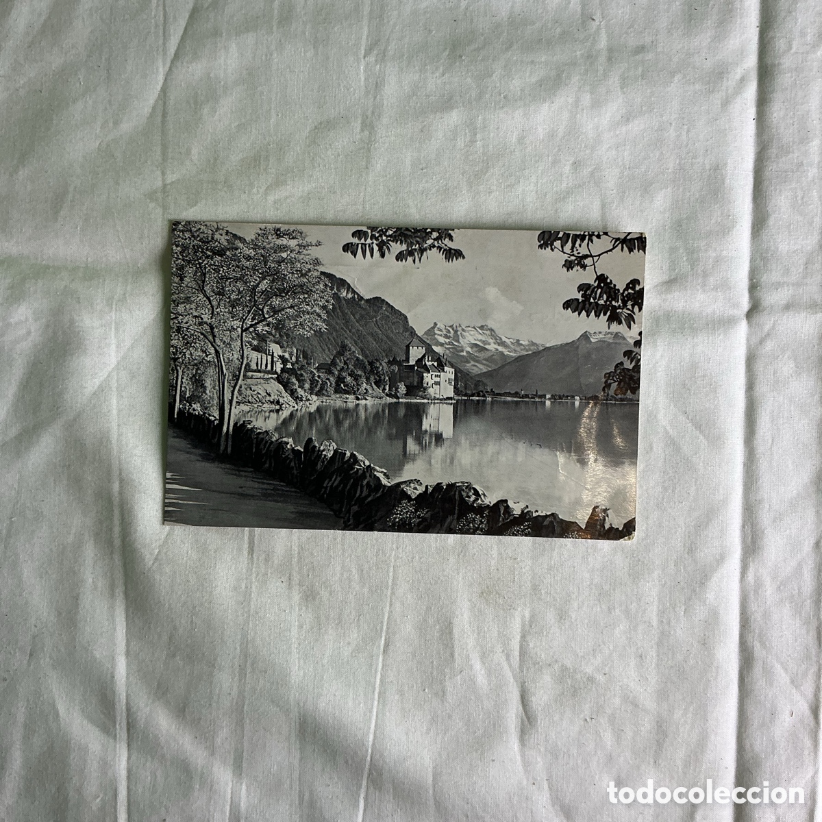 Postales: Postal Ch&acirc;teau de Chillon Lago Lem&aacute;n Blanco y negro Original de la &eacute;poca 1954