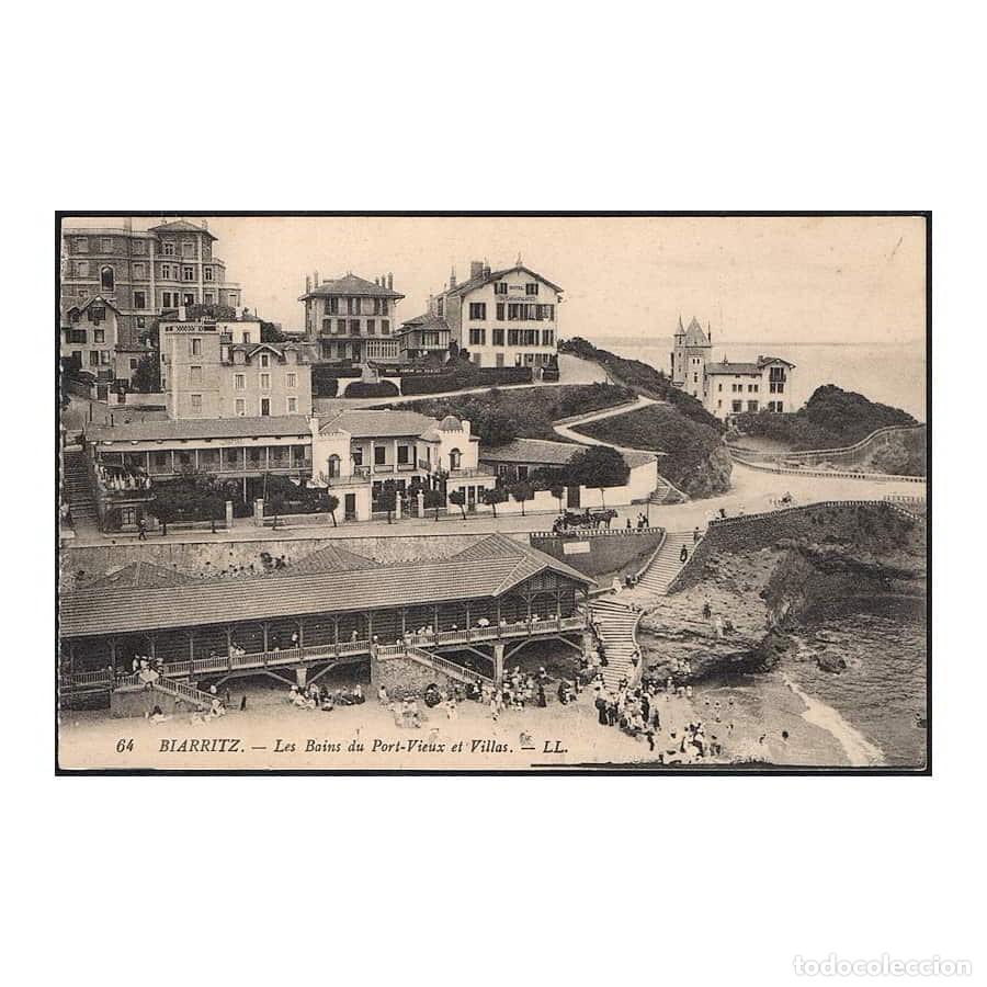 Postales: Francia [TPO] Postal antigua de Biarritz. Los Bains du Port-Vieux y las villas (N)