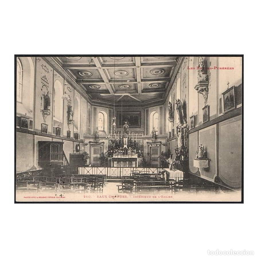 Postales: Francia [TPO] Postal antigua de Eaux Chaudes. Interior de la Iglesia (C)
