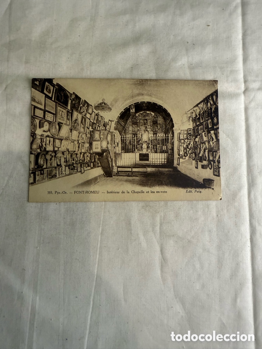 Postales: Postal Font-Romeu &ndash; Interior de la Capilla y exvotos &ndash; Blanco y negro &ndash; Original de la &eacute;poca &ndash; 1929