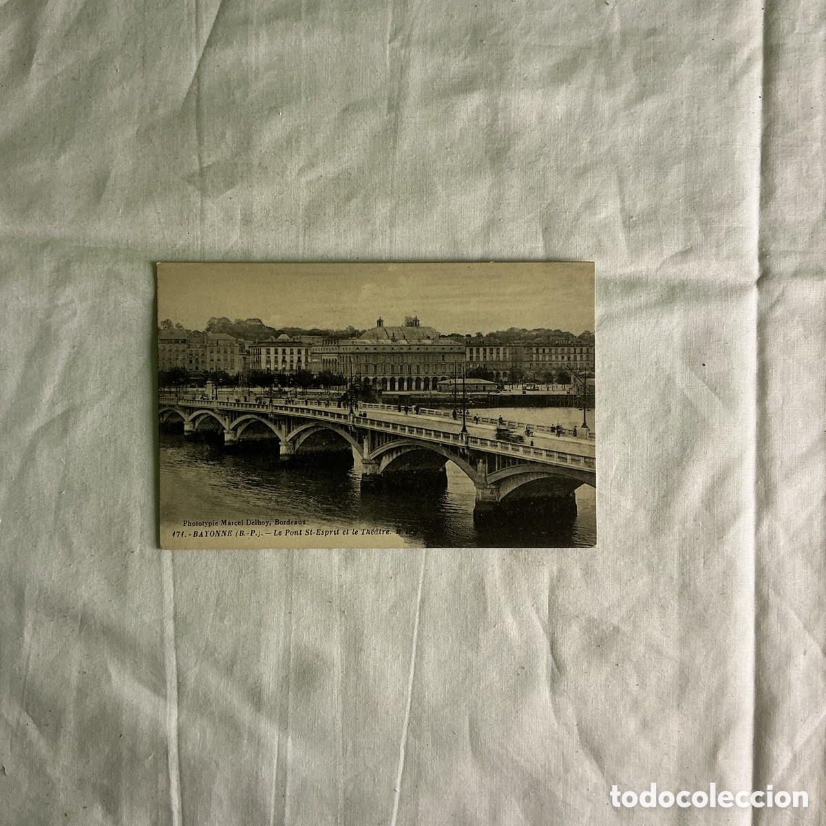 Postais: Postal Bayonne &ndash; Puente St-Esprit y Teatro &ndash; Blanco y negro &ndash; Original de la &eacute;poca