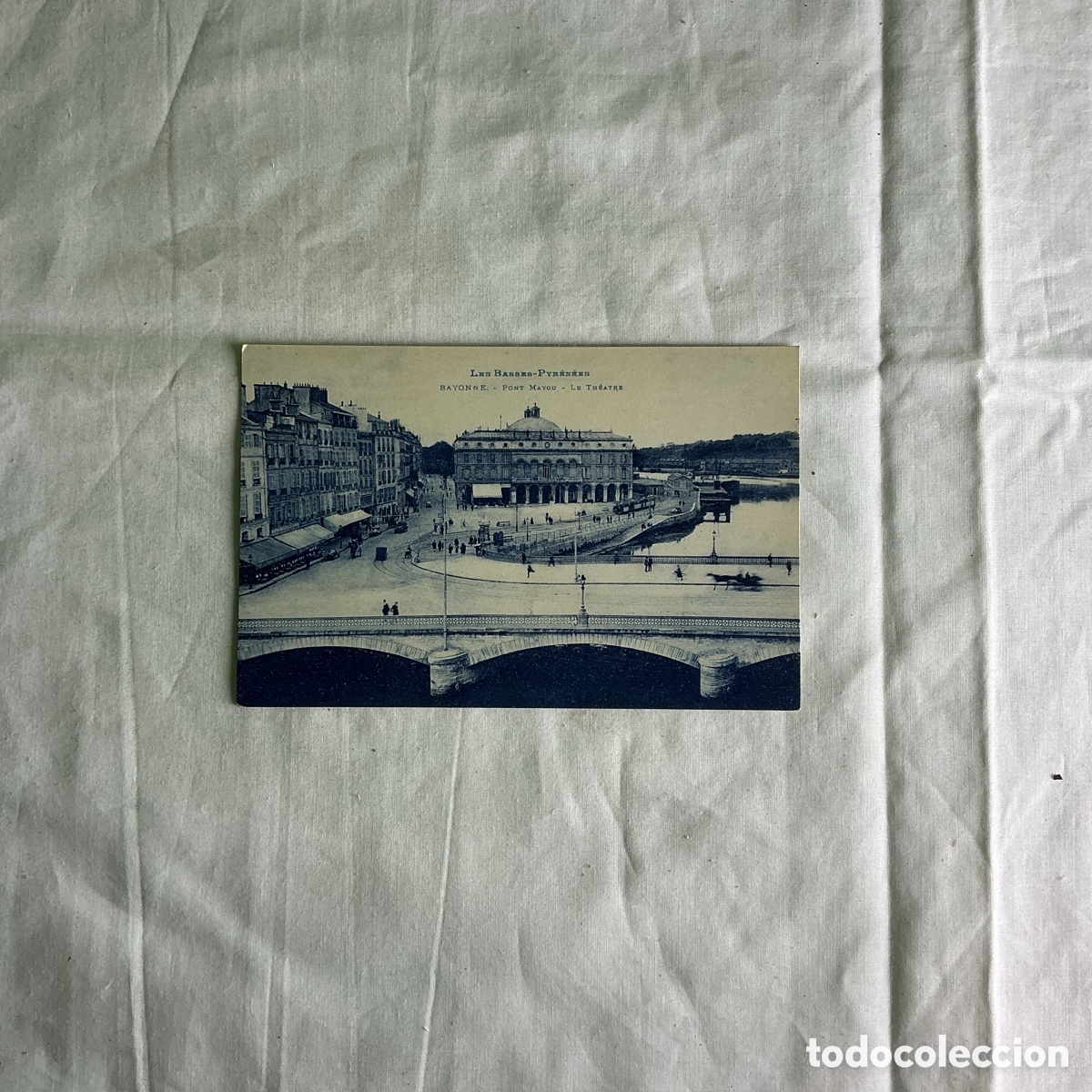 Postales: Postal Bayonne &ndash; Pont Mayou y Teatro &ndash; Blanco y negro &ndash; Original de la &eacute;poca