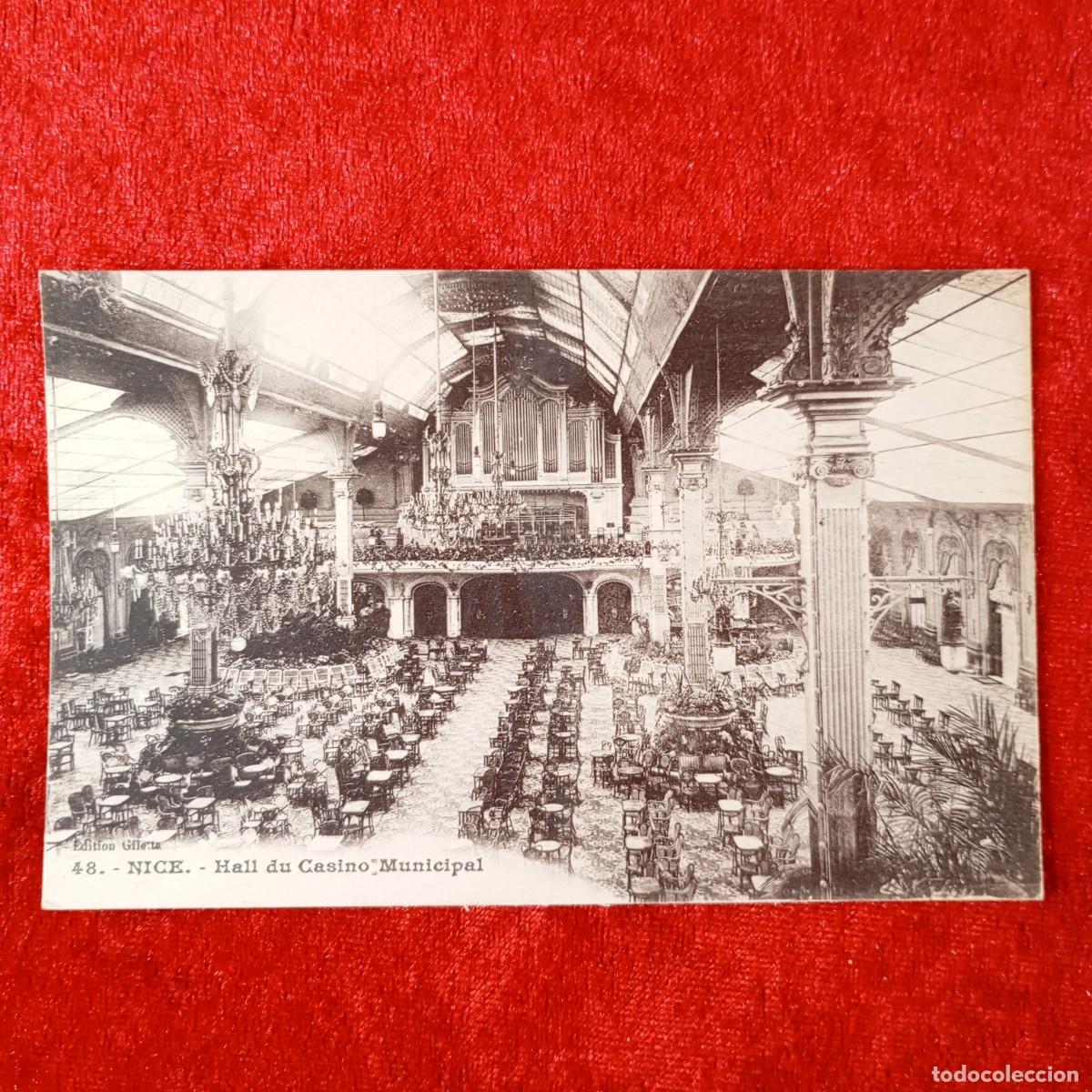 Postales: POSTAL - NICE - HALL DU CASINO MUNICIPAL - 48 - GILETTA - RAR&Iacute;SIMA / 1603