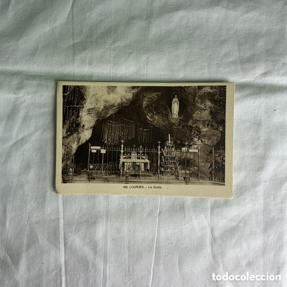 Postales: Postal Lourdes La Grotte Blanco y negro Original de la &eacute;poca