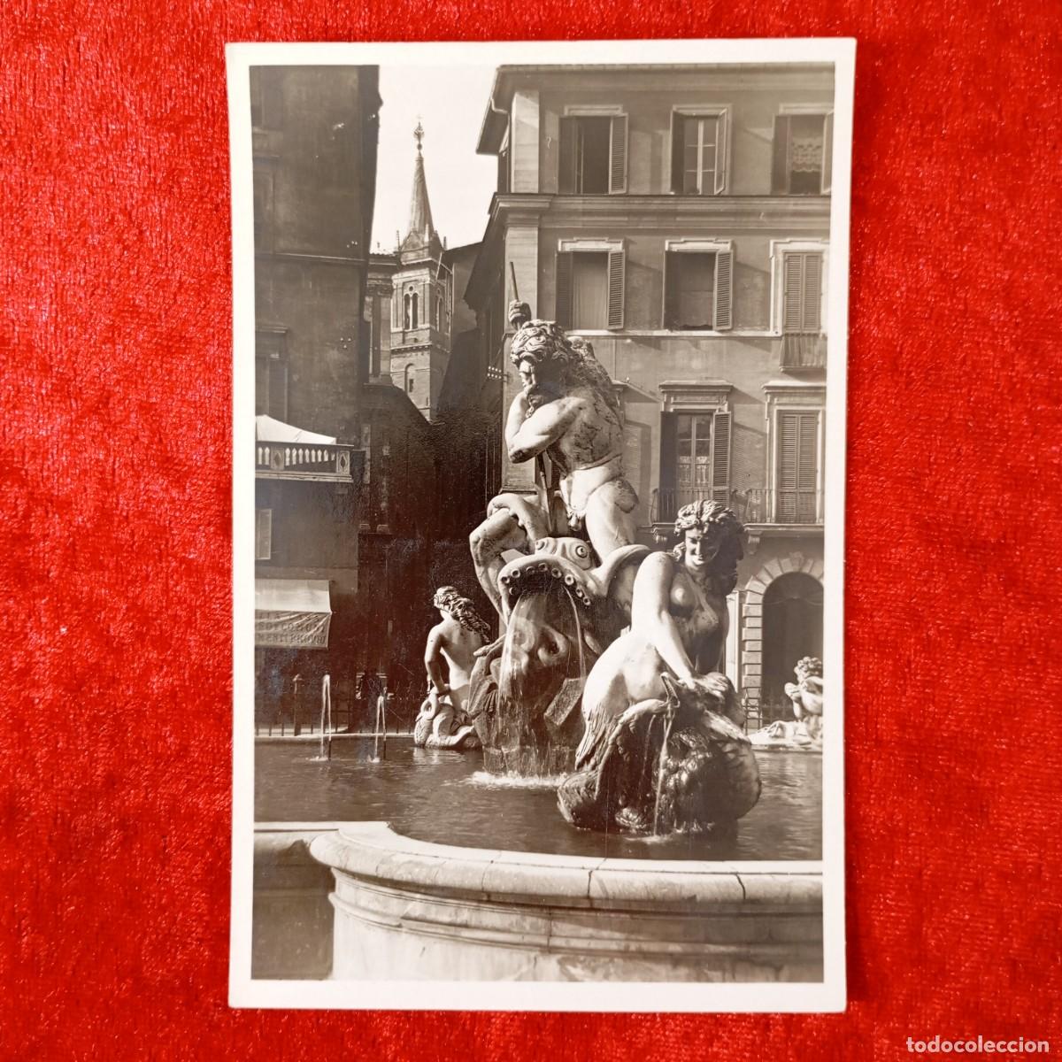 Postales: POSTAL - ROMA - PIAZZA NAVONA - FONTANA DEL NETTUNO - NETTUNO CHE LOTTA CON PIOVRA - RAR&Iacute;SIMA / 1647