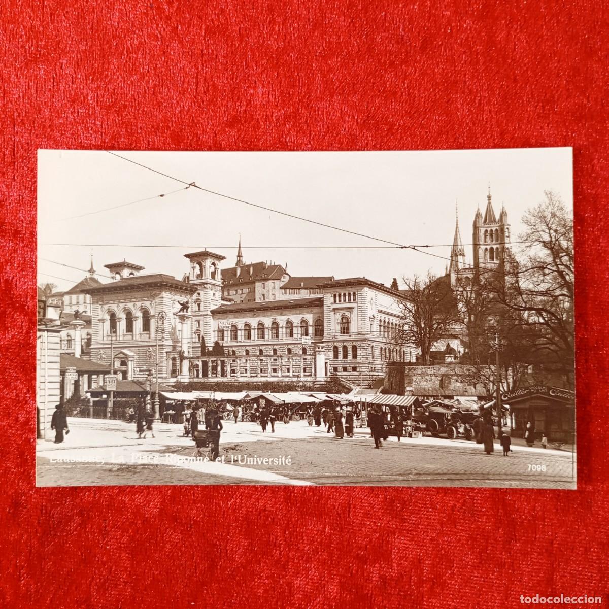 Postales: POSTAL - LAUSANNE - LA PLACE RIPONNE ET L'UNIVERSIT&Eacute; - 7098 - PERROCHET-MATILE - RAR&Iacute;SIMA / 1651