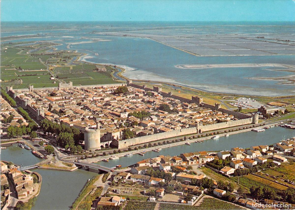 Postales: Tarjeta Postal Aigues-Mortes Vista A&eacute;rea Ciudad de San Luis Gard Francia