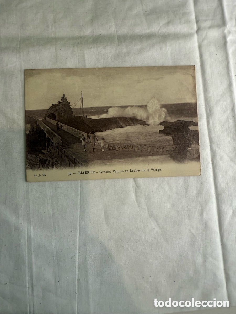 Postales: Postal Biarritz &ndash; Rocher de la Vierge &ndash; Blanco y negro &ndash; Original de la &eacute;poca