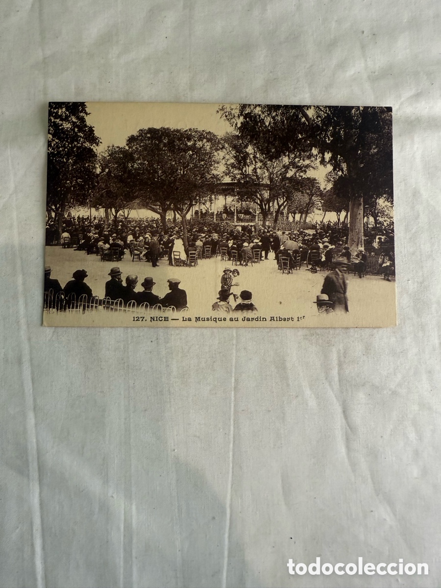 Postales: Postal Niza &ndash; M&uacute;sica en el Jard&iacute;n Alberto I &ndash; Blanco y negro &ndash; Original de la &eacute;poca
