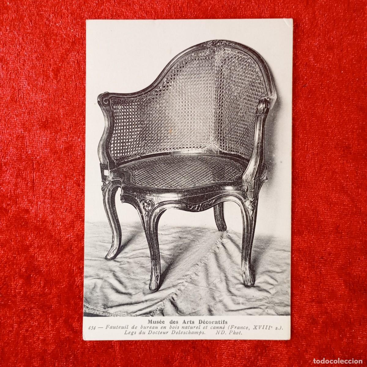 Postales: POSTAL - MUS&Eacute;E DES ARTS D&Eacute;CORATIFS - FAUTEUIL DE BUREAU EN BOIS NATUREL ET CANN&Eacute; - RAR&Iacute;SIMA / 1768