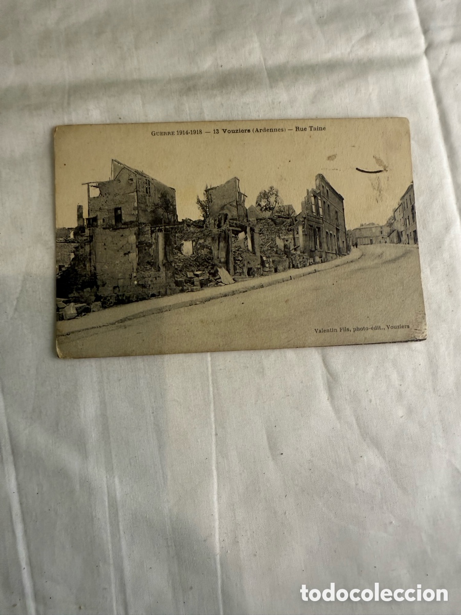 Postales: Postal Vouziers Ardennes Guerra 1914-1918 Rue Taine Blanco y negro Original de la &eacute;poca