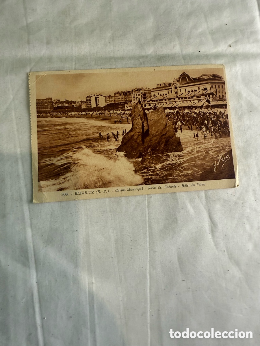 Postales: Postal Biarritz Casino Municipal Hotel du Palais original sepia Francia