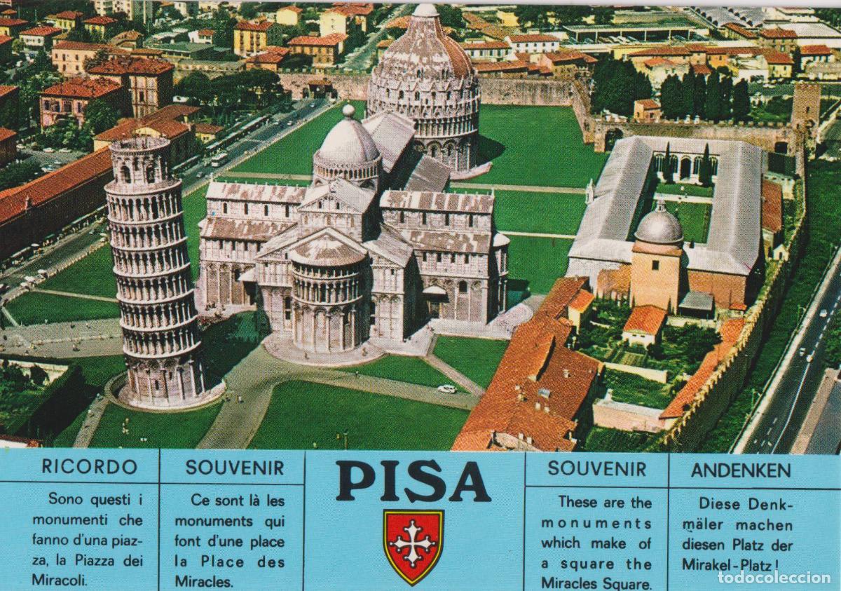 Postales: ITALIA, PISA, VISTA A&Eacute;REA DE LA PLAZA DE LOS MILAGROS - EDIZZIONI COZZI 139 - S/C