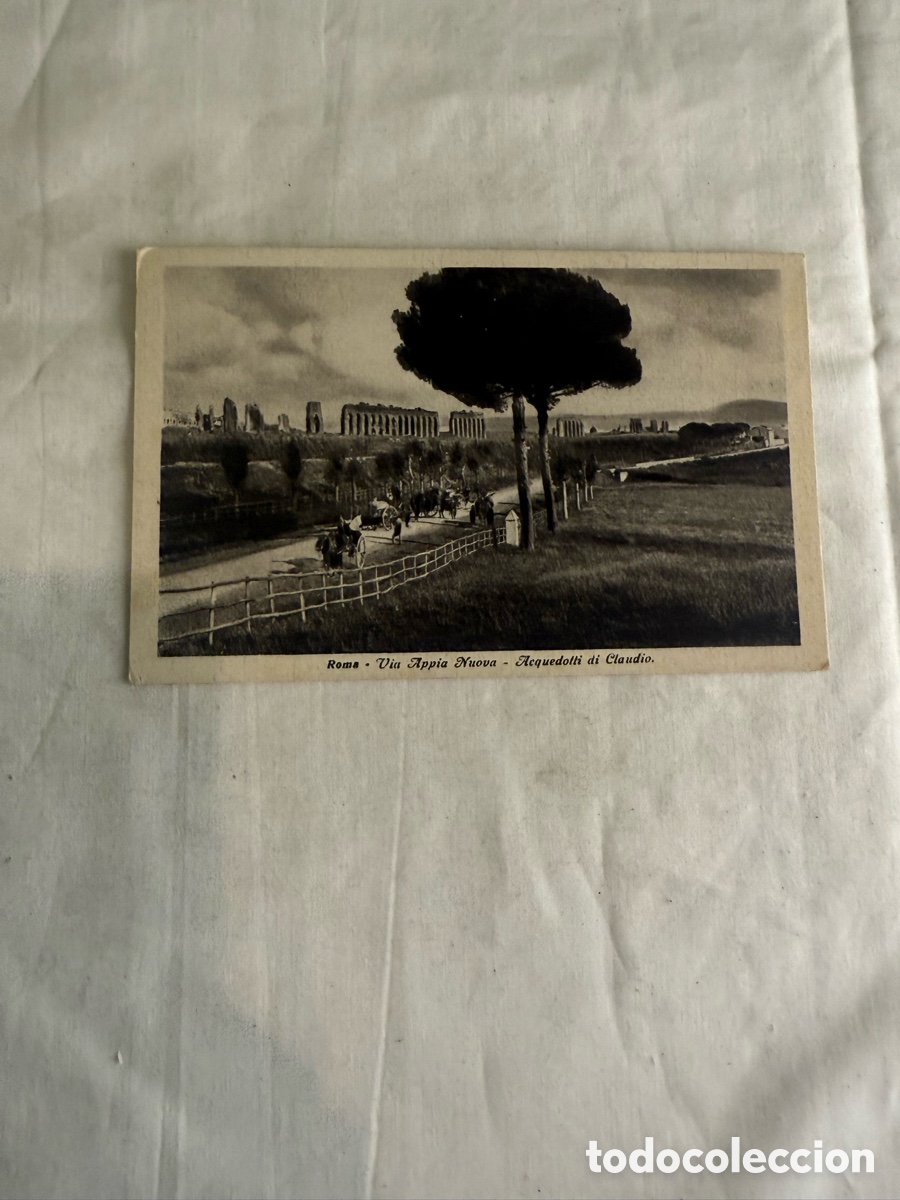 Postales: Postal Roma V&iacute;a Appia Nuova Acueducto de Claudio blanco y negro original de la &eacute;poca