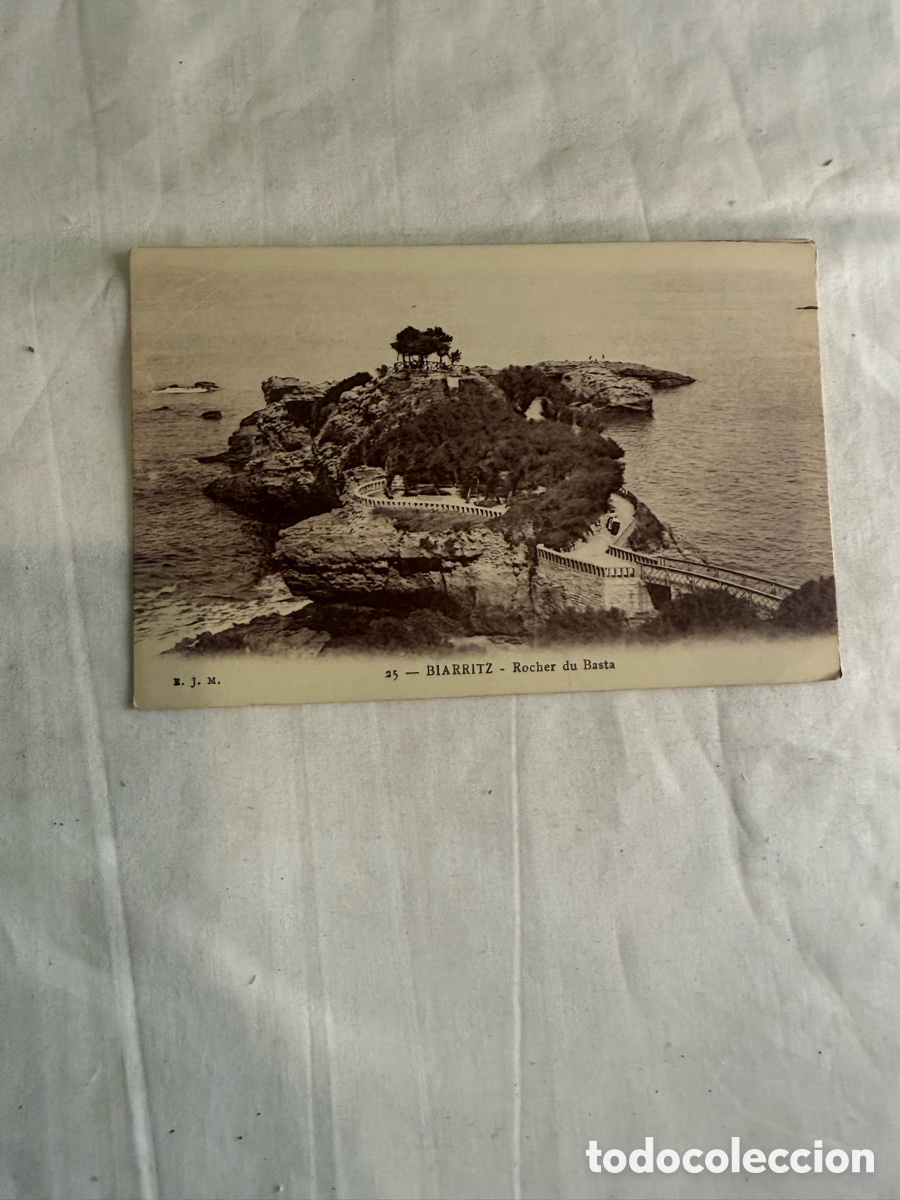 Postales: Postal Biarritz Rocher du Basta blanco y negro original de la &eacute;poca