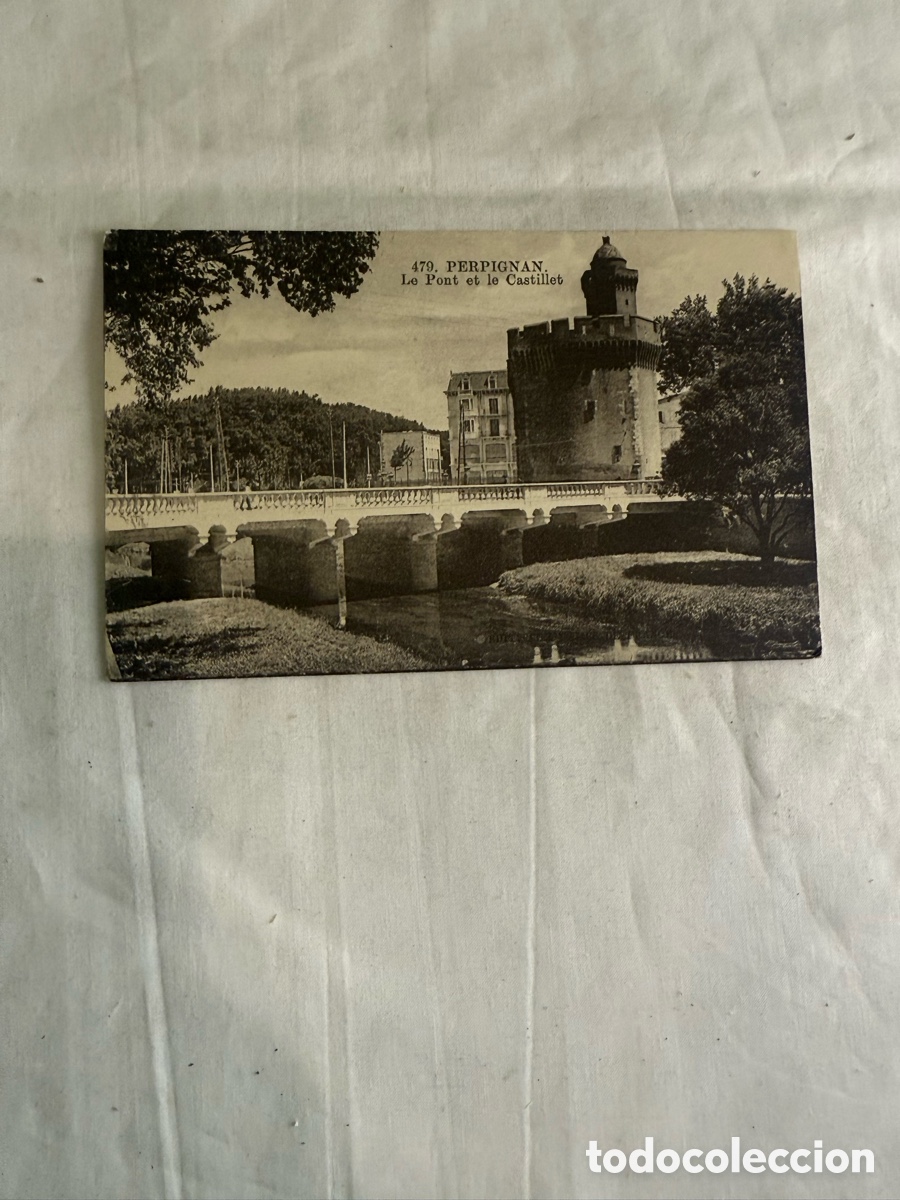 Postales: Postal Perpi&ntilde;&aacute;n Le Pont et le Castillet blanco y negro original de la &eacute;poca