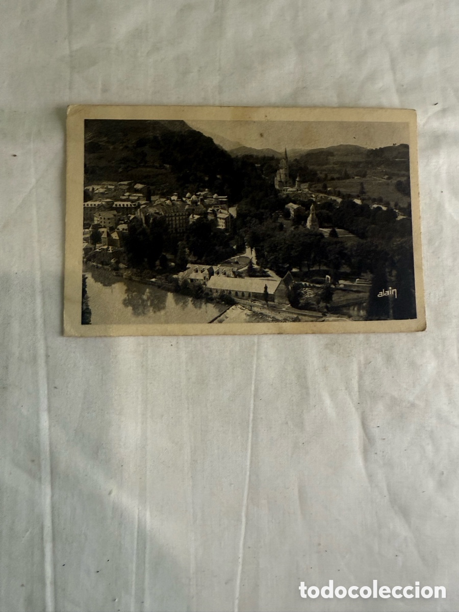 Postales: Postal Lourdes 1946 Bas&iacute;lica y Cascadas del Gave blanco y negro original de la &eacute;poca