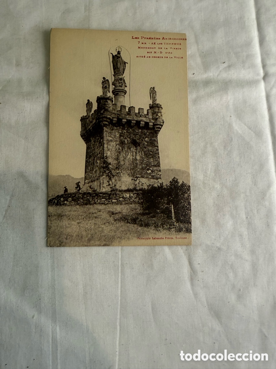 Postales: Postal Ax-les-Thermes Monumento Virgen blanco y negro original de la &eacute;poca