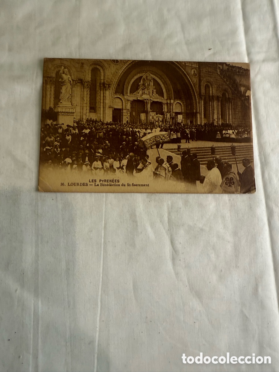 Postales: Postal Lourdes &ndash; Bendici&oacute;n del Sant&iacute;simo Sacramento &ndash; Francia &ndash; Blanco y negro