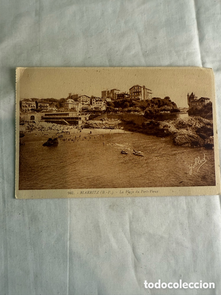 Postales: Postal Biarritz 1958 La Plage du Port-Vieux Blanco y negro Original de la &eacute;poca
