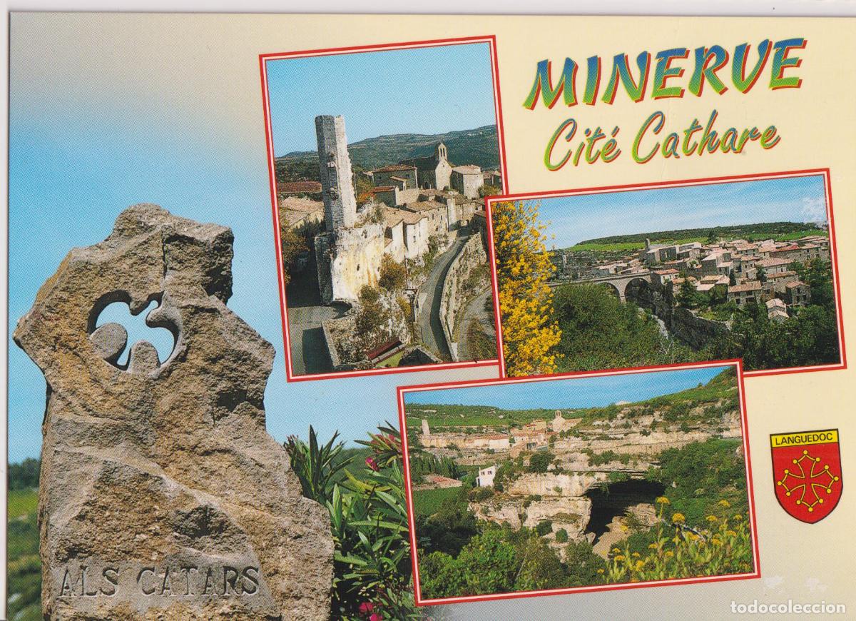 Postales: FRANCIA, MINERVE, CIUDAD C&Aacute;TARA, ESCULTURA DE J.L.SEVERAC &ndash; APA-POUX 34158 &ndash; S/C