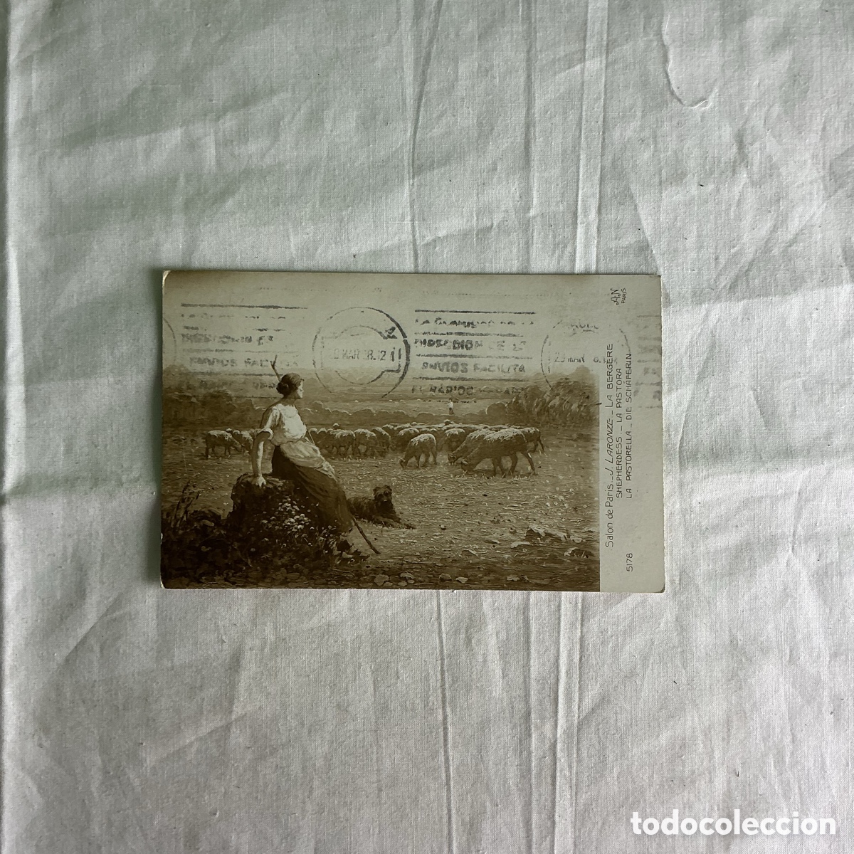 Postales: Postal La Berg&egrave;re (La Pastora) 1928 &ndash; J. L. Geronnez &ndash; Blanco y negro Original de la &eacute;poca