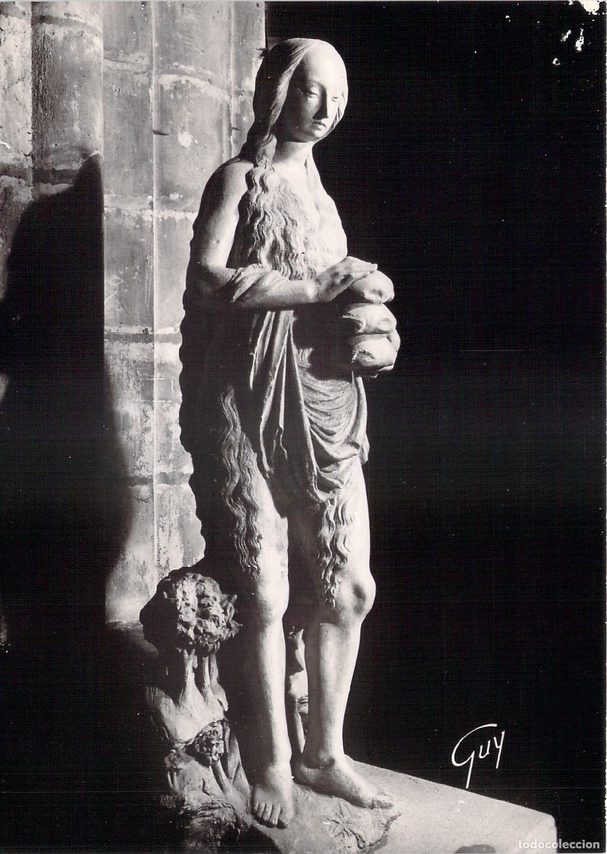 Postales: Postal de la estatua de Santa Mar&iacute;a Egipciaca en Par&iacute;s