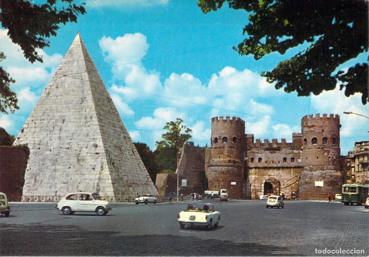 Postales: Postal de Roma: Pir&aacute;mide de Cestio y Porta San Paolo