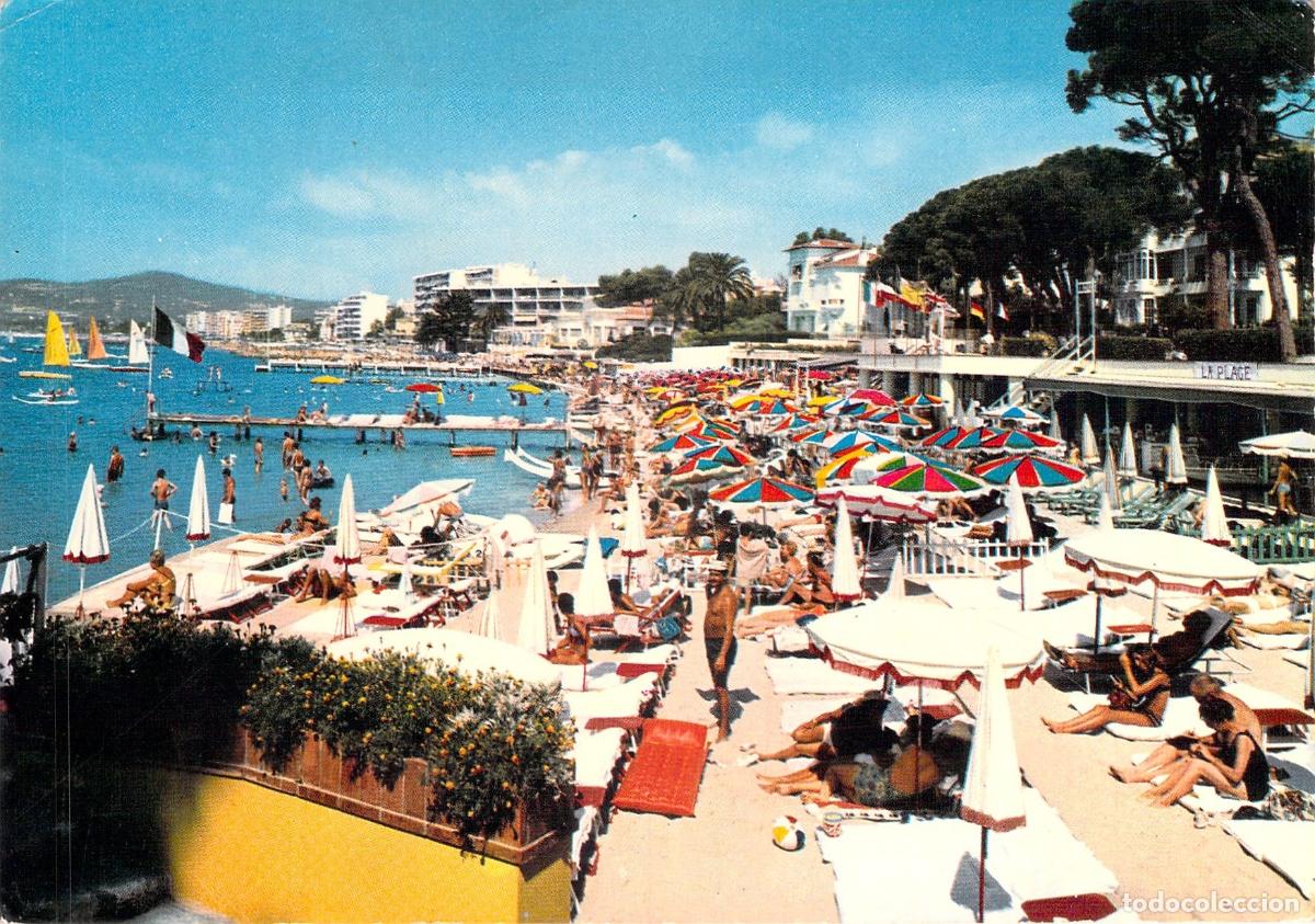 Postales: Postal de la playa de Juan-les-Pins en la Costa Azul