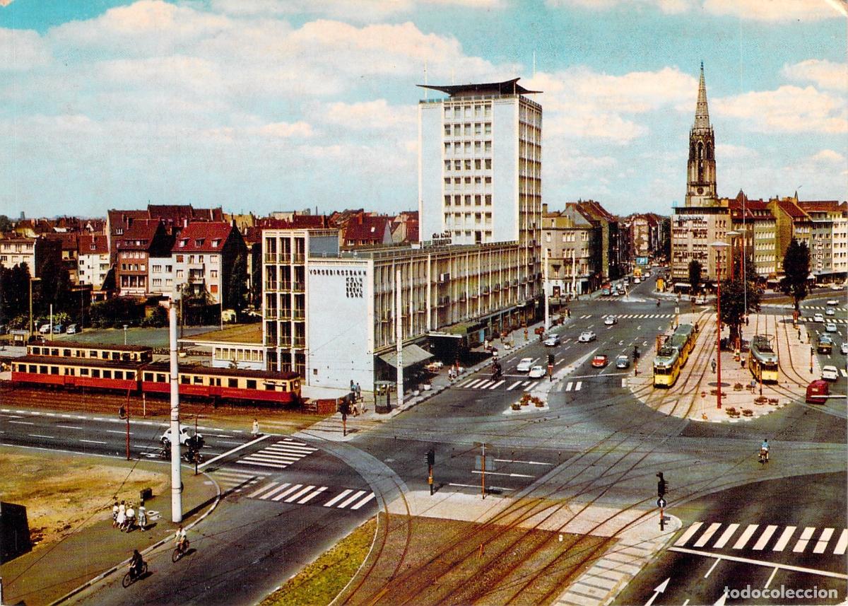 Postales: Postal de Barbarossaplatz y Estaci&oacute;n de Tren en Colonia, Alemania