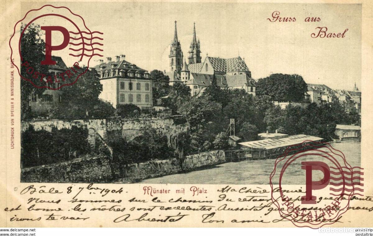 Cartoline: SWITZERLAND - Gruss aus Basel - Pflalz mit Munster