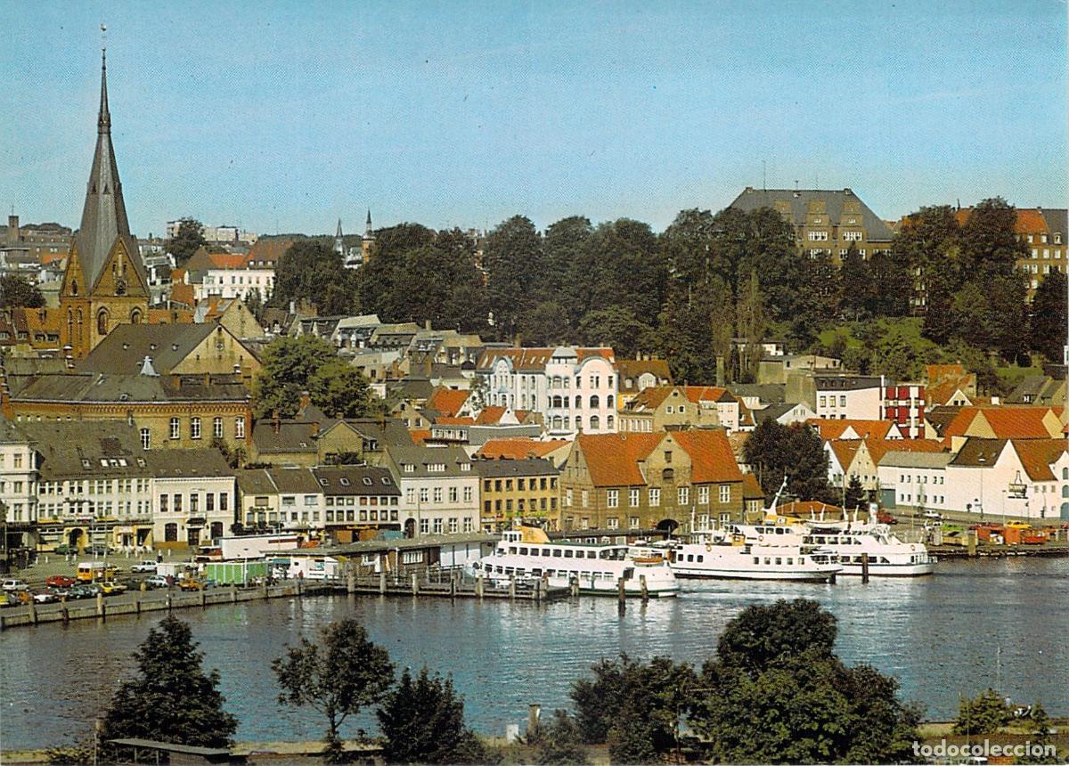 Postales: Postal de Flensburg vista hacia el puente del puerto
