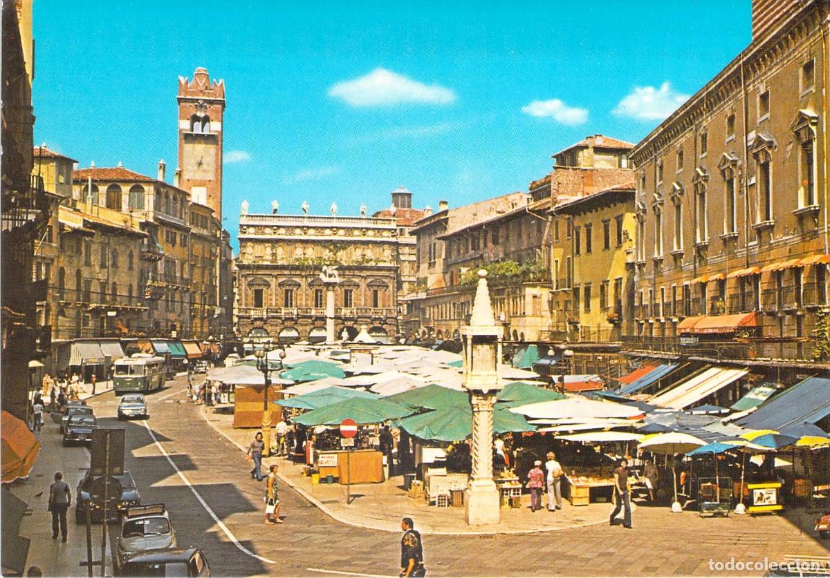 Postales: Postal de Piazza delle Erbe en Verona Italia