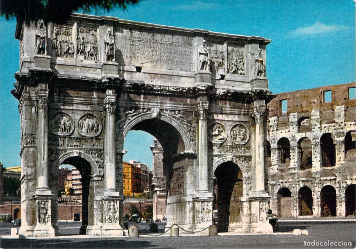 Postales: Postal de Roma, Arco de Constantino y Coliseo