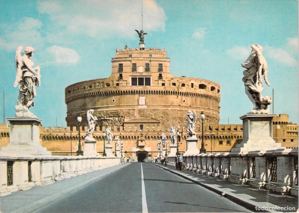 Postales: Postal de Roma: El majestuoso Castel Sant'Angelo y su emblem&aacute;tico puente