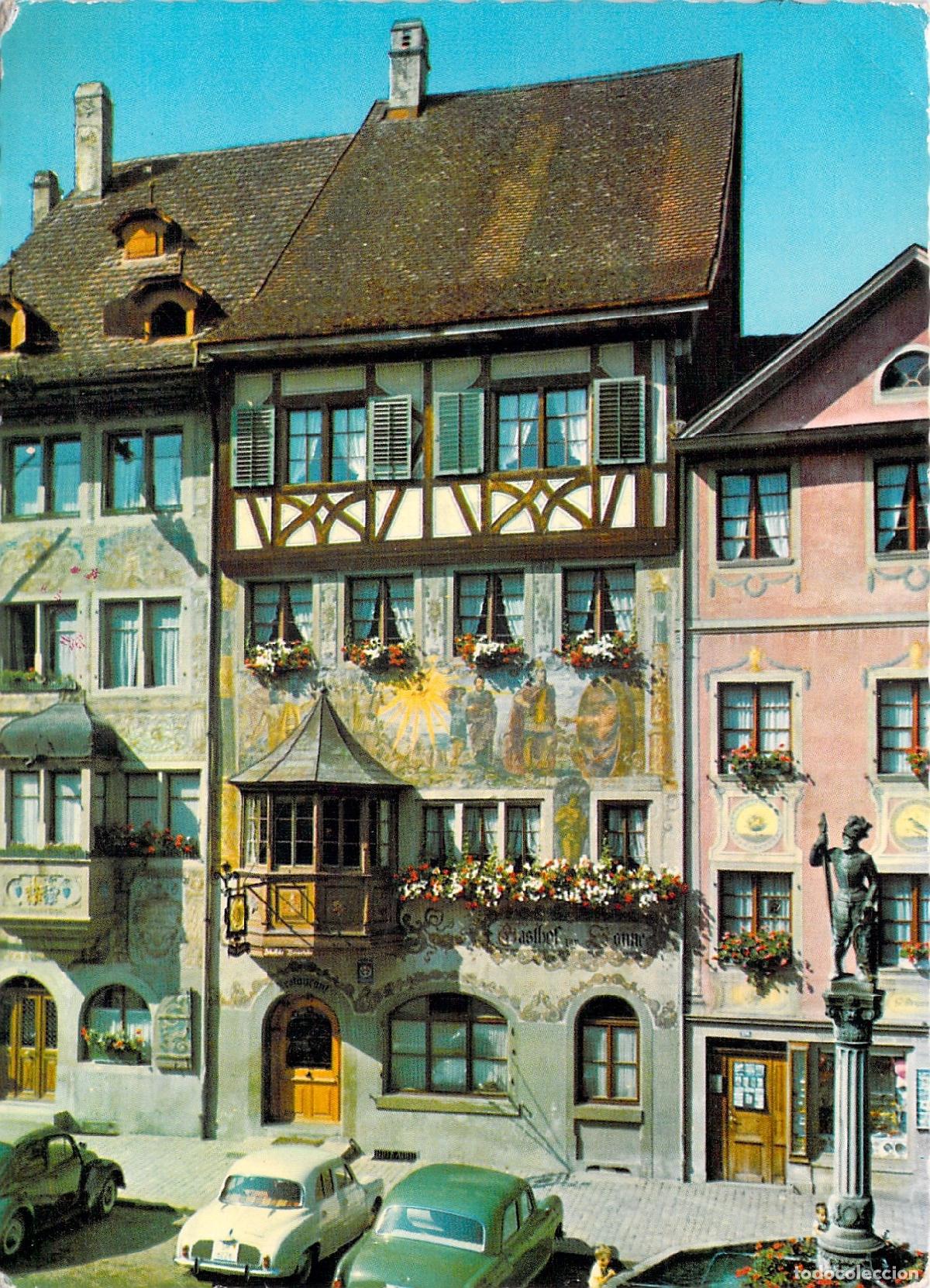 Postales: Postal de Hotel Sonne en Stein am Rhein Suiza