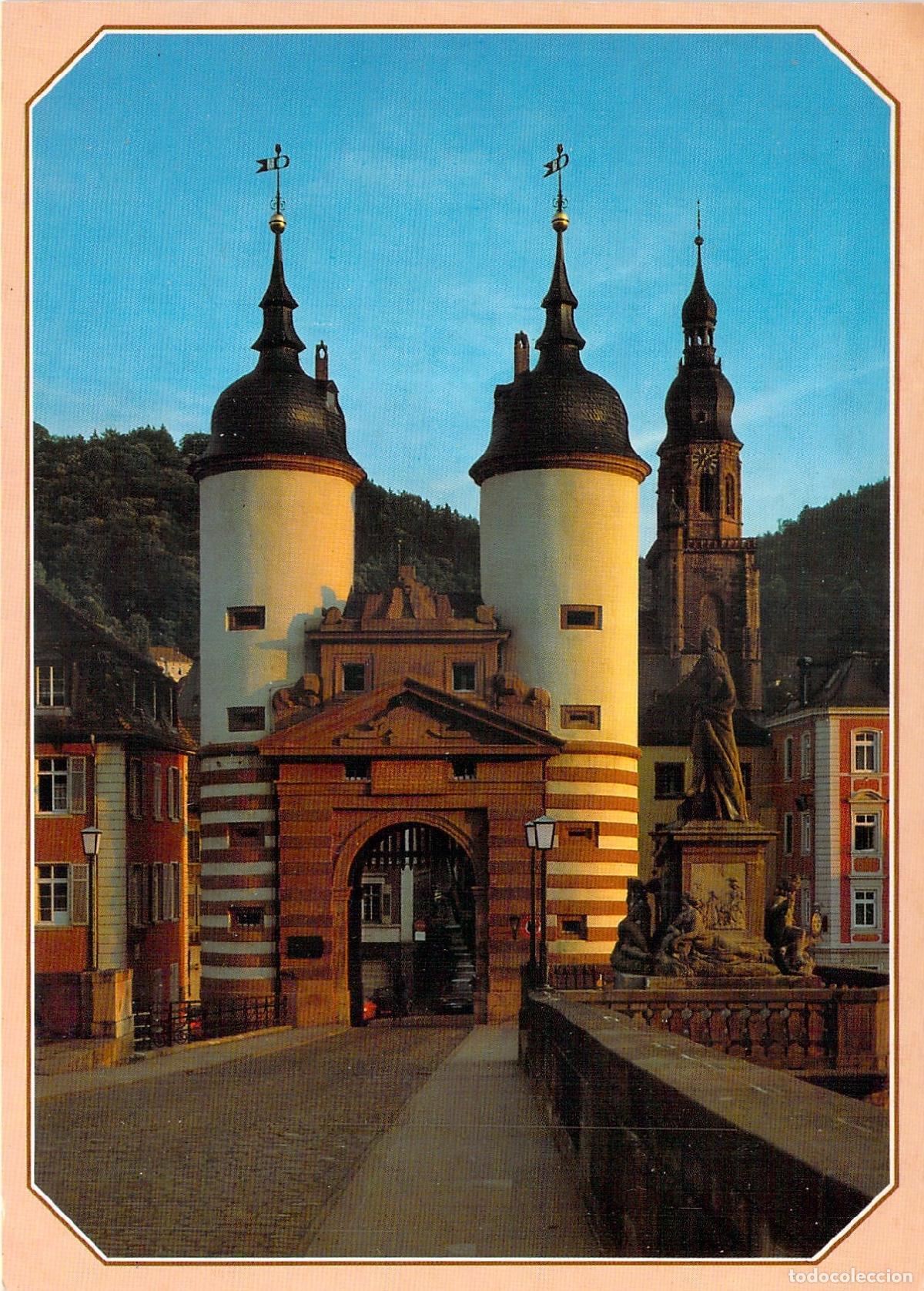 Postales: Postal de Heidelberg: Puerta del Puente y Monumento Karl-Theodor