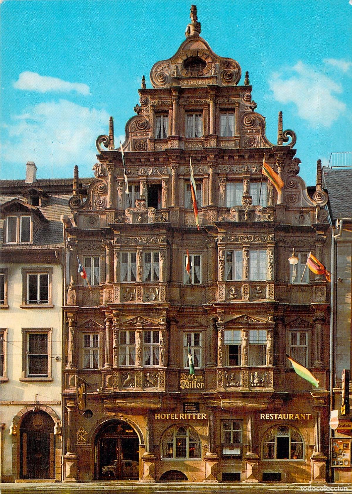 Postales: Postal de Heidelberg Hotel zum Ritter arquitectura hist&oacute;rica alemana