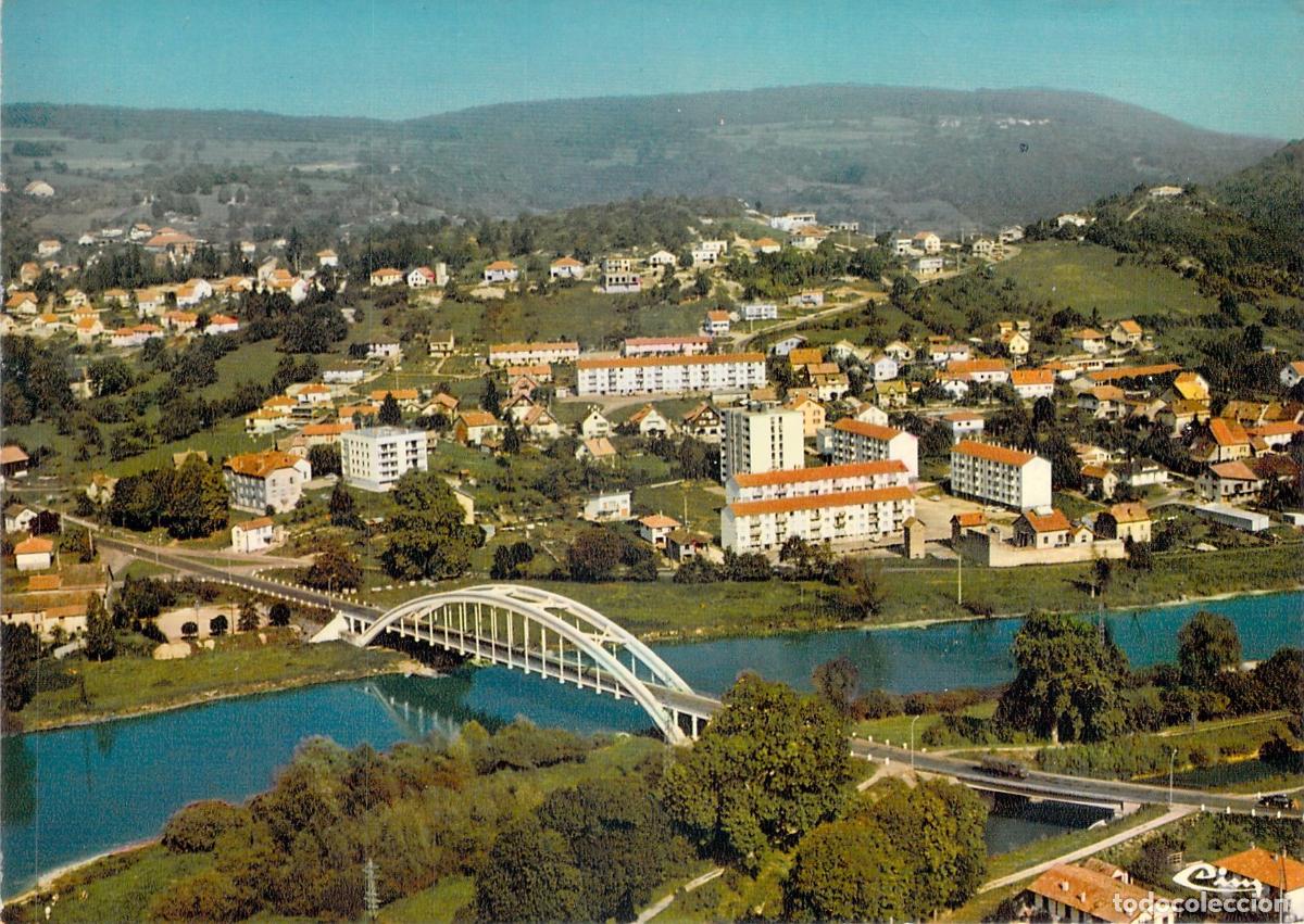 Postales: Postal de vista a&eacute;rea de Baume-les-Dames sobre el r&iacute;o Doubs