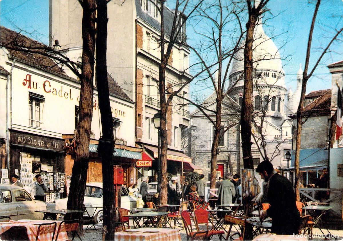 Postales: Postal de Par&iacute;s Montmartre con la Plaza del Tertre y el Sacr&eacute;-C&oelig;ur