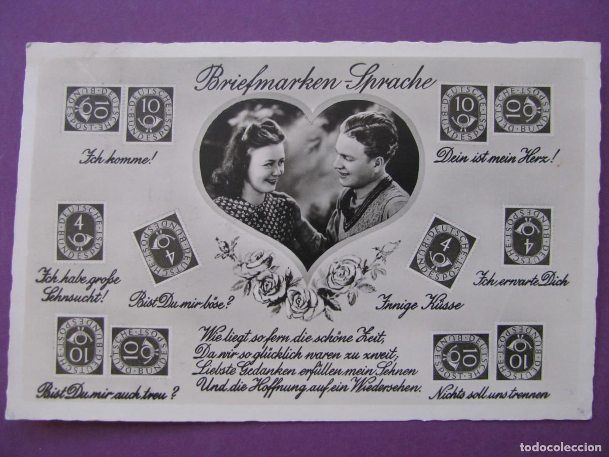 Postales: POSTAL DE ALEMANIA. BRIEFMARKEN-SPRACHE. LENGUAJE DE SELLOS. CIRCULADA 1953