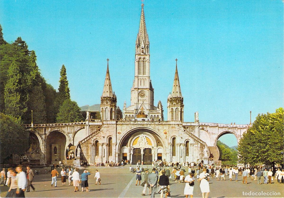 Postales: Postal de la Bas&iacute;lica de Lourdes, Francia