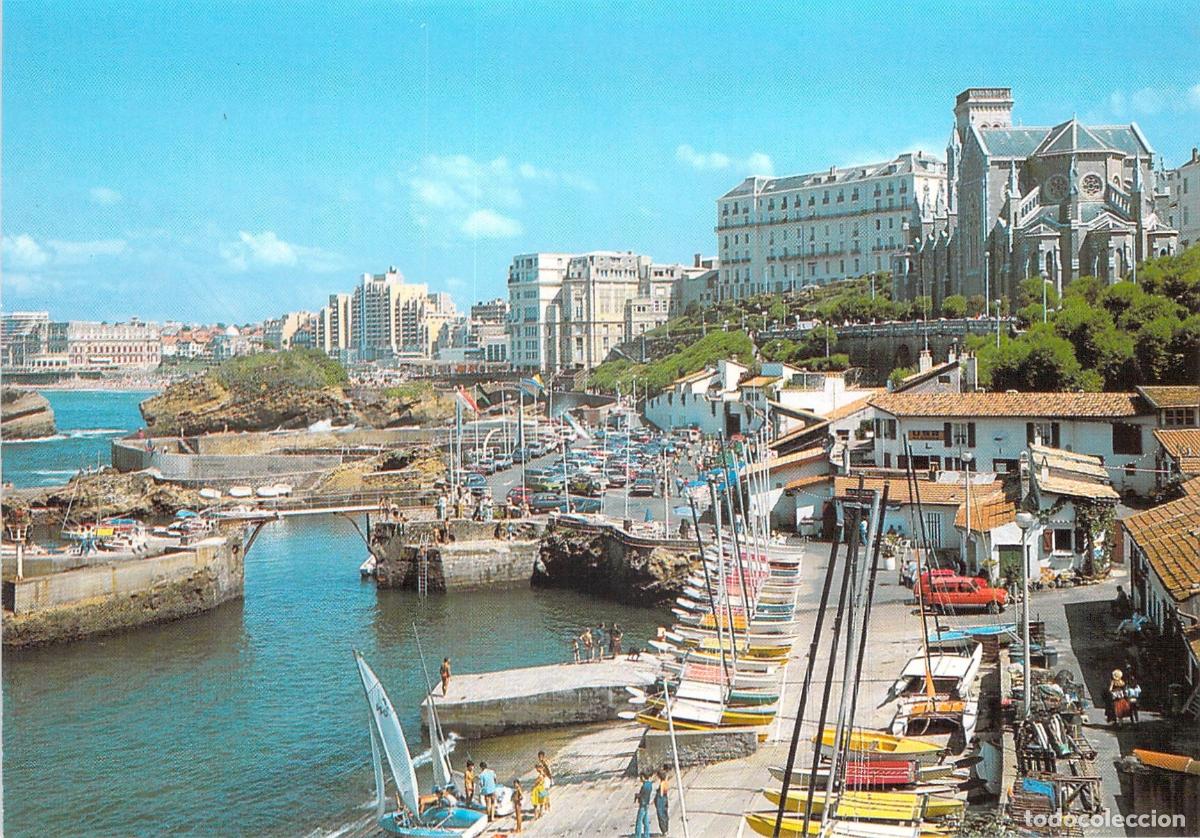 Postales: Postal de Biarritz: Puerto de los Pescadores e Iglesia Sainte-Eug&eacute;nie