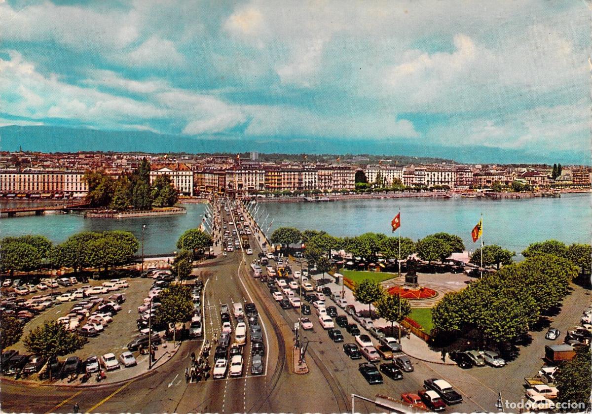 Postales: Postal de Ginebra Pont du Mont-Blanc y Lago Leman