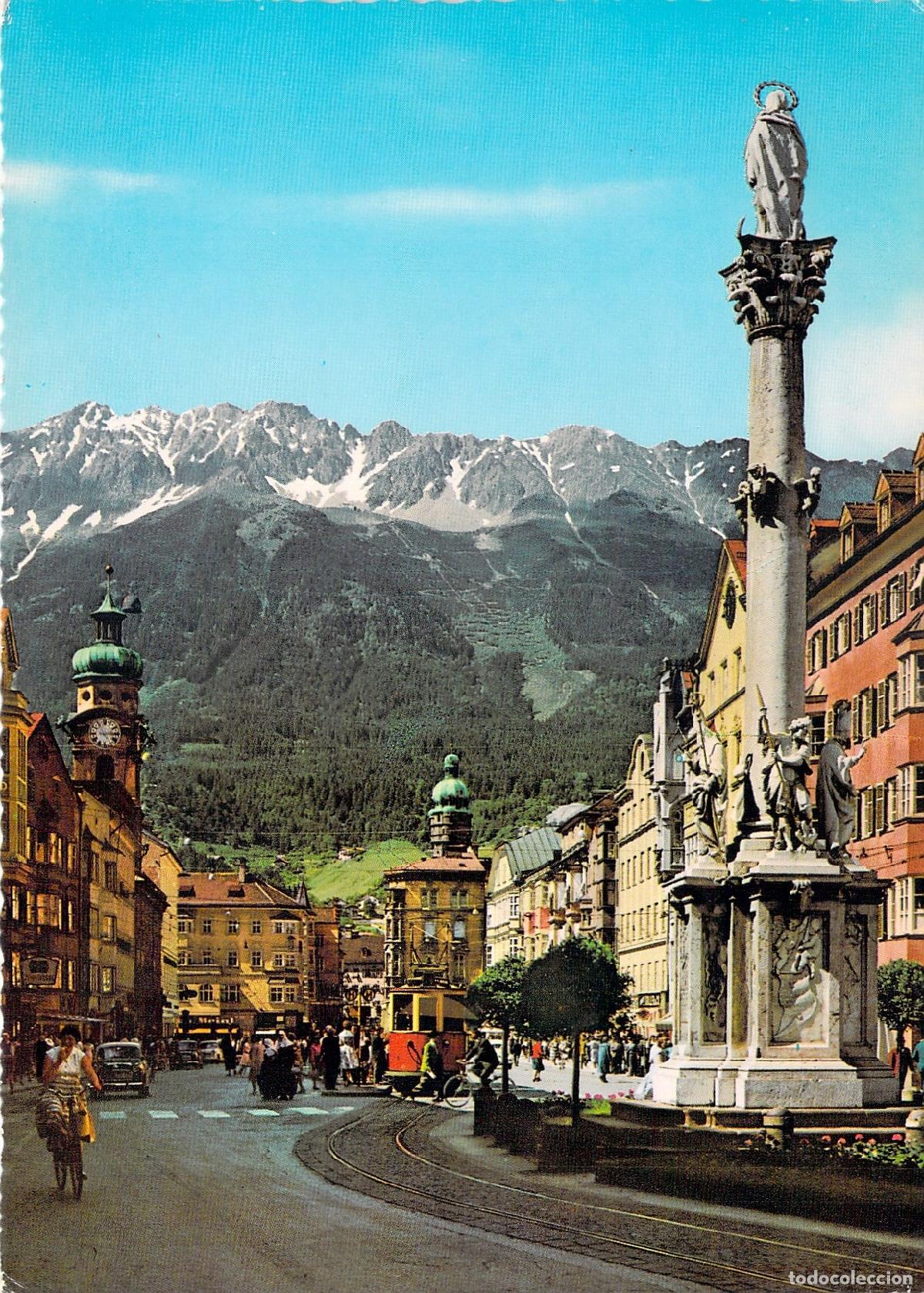 Postales: Postal de Innsbruck Maria-Theresien-Stra&szlig;e y monta&ntilde;as Nordkette